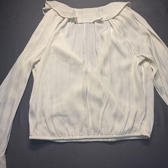 A New Day Shirt Womens XS White Ruffle Wrap Long Bell Sleeve Blouse Top - Picture 11 of 15